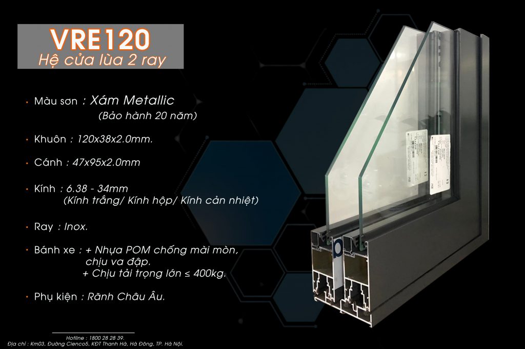 VRE120 - Cửa Nhôm Mở Trượt 2 Ray Viralwindow